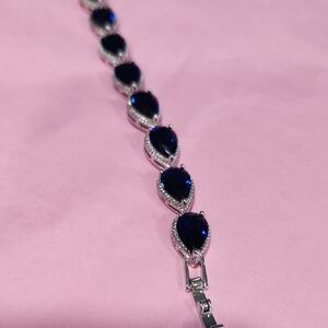 Blue and Silver Heart Pattern Bracelet